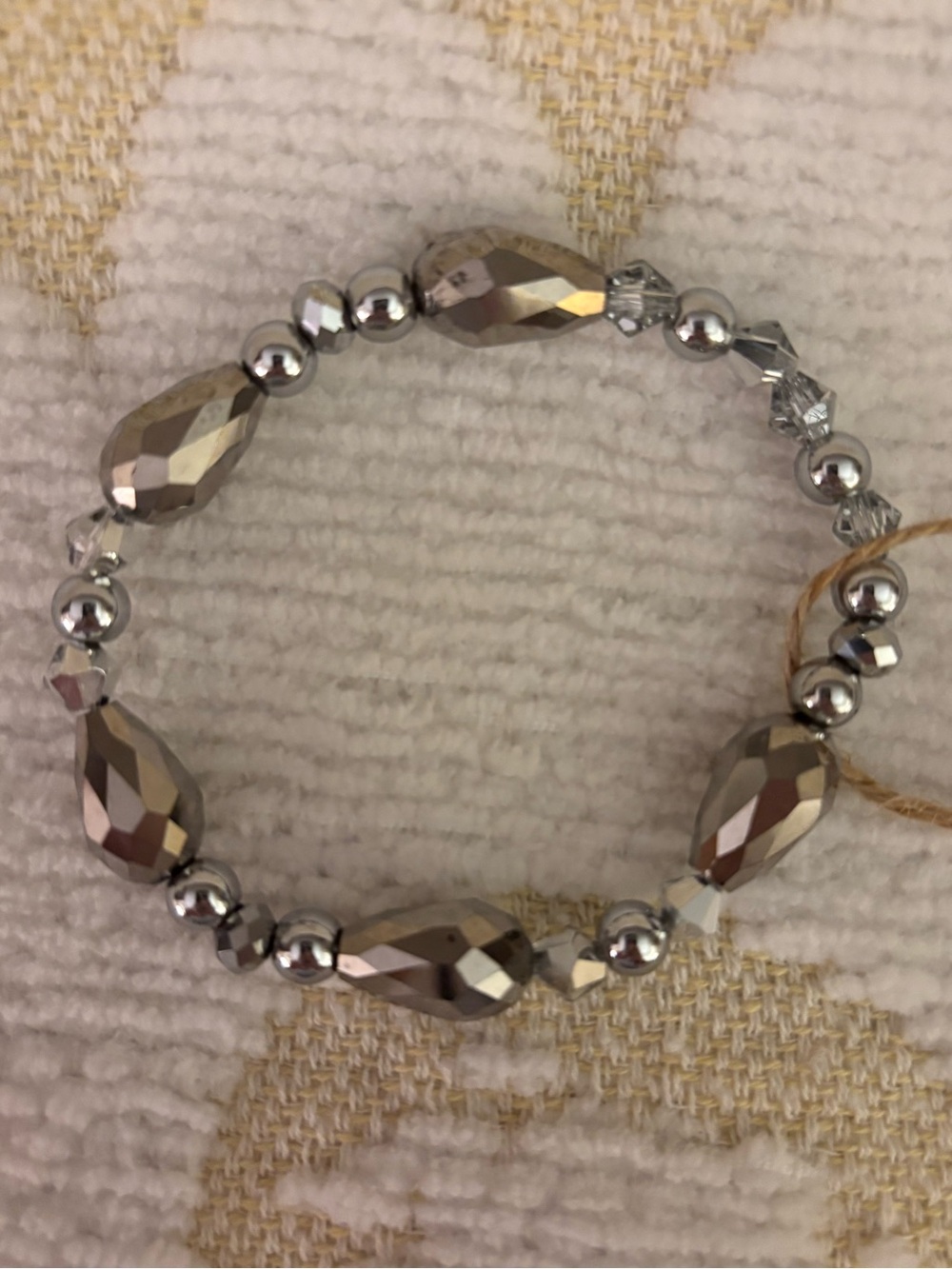 Silver Sparkly & Metallic Bead Stretch Bracelet
